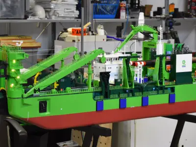 D Artagnan Dredger excavator Ship cutting suction dredger 3D print model