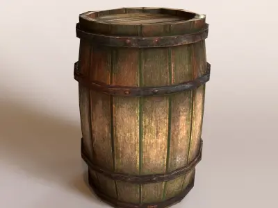 Wooden Barrel - Game Ready PBR Textures Low Poly Low-poly 3D model