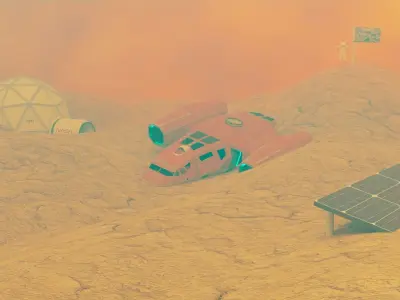 Futuristic Spaceship - concept - low poly -game ready - textured Low-poly 3D model