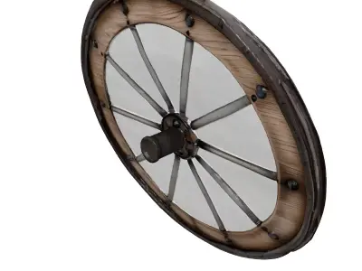 Weathered Wooden Cart Wheel Isolated 3D model