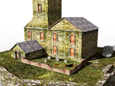 old stone church Low-poly 3D model