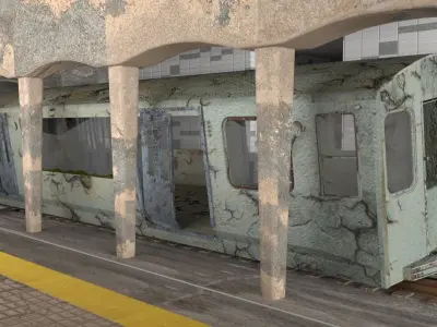 Abandoned Ghost Metro Subway Station In Horror Style 3D model