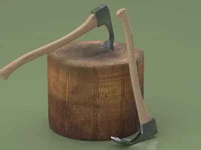 Adzes Tool in Stump 3D model