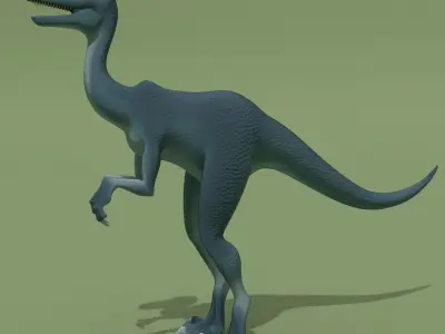 Cartoon Blue Dinosaur Low-poly 3D model
