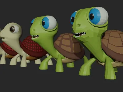 Cute Turtle Low-poly 3D model purchase