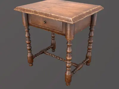 Victorian Chair Bench and Two Tables Low-poly 3D model