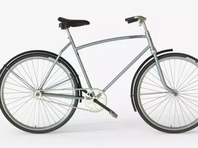 Grey Vintage City Bicycle with Front Basket 3D model