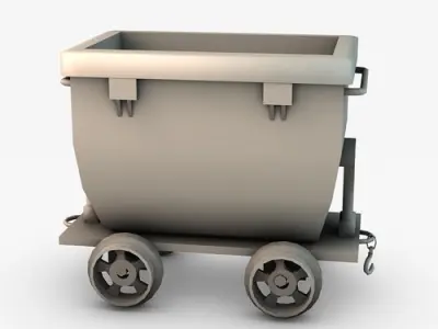 Low Poly Mine Cart 3D Model Low-poly 3D model