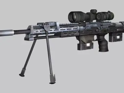 Sniper Denel 3NTW-20 Low-Poly 3D Model Low-poly 3D model