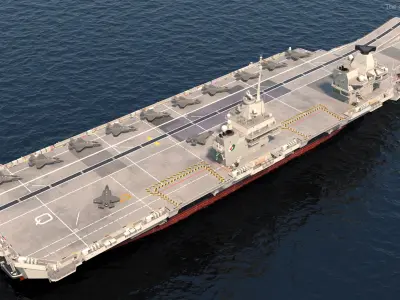 HMS Queen Elizabeth with F35 planes 3D model
