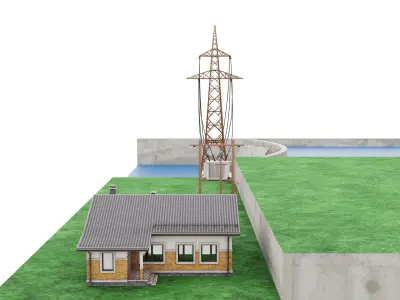 Water Dam Electricity Education 3d Model Low-poly 3D model