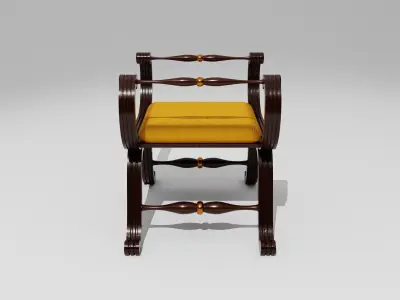 Antique Wooden Seating Sofa 3D model