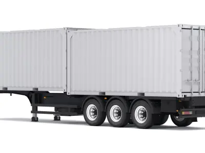 Chassis Semi Trailer with Shipping Containers 3D model