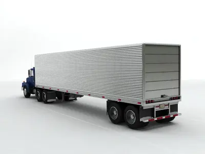Semi Truck With Box Trailer Low-poly 3D model