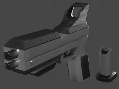 Sci-Fi 9mm Pistol Low-poly 3D model