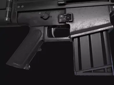 SCAR-H Rifle  Low-poly 3D model