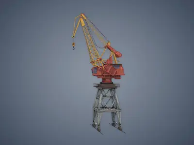 Dock crane Low-poly 3D model 2