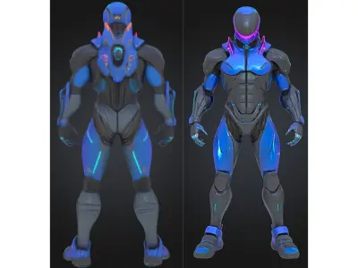 Futuristic Cyborg Soldier Low-poly 3D model