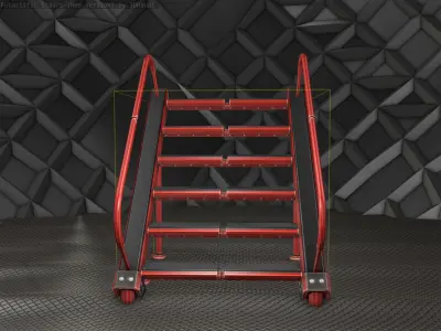 Sci-Fi Stairs -  20 - Red Version  Low-poly 3D model
