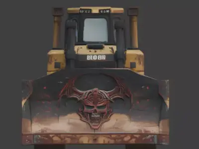 Haunted Industrial Bulldozer 3D Model Low-poly 3D model purchase