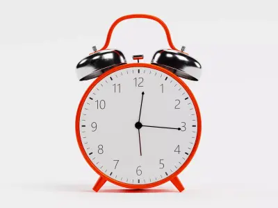 Red Alarm Clock - Twin Bell Analog Clock - Rigged 3D model