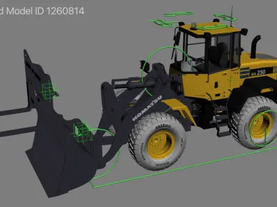 Wheel Loader Komatsu WA250 Rigged 3D model
