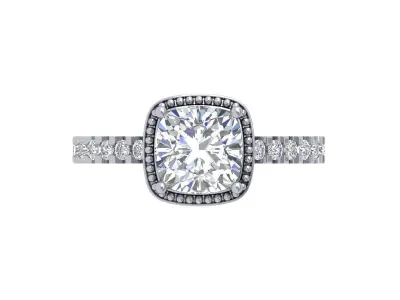 Cushion Solitaire Ring 3D print model shop