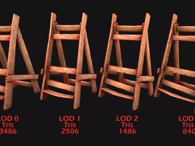 Medieval Weapon Rack Spears Armory Furniture Lance Stand Low-poly 3D model