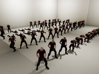 The Lieutenant two soldiers Low-poly 3D model