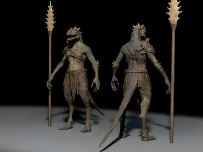 Dragon or fighting lizard Low-poly 3D model