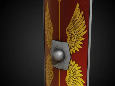 Lowpoly PBR Game-Ready Roman Scutum Shield Low-poly 3D model
