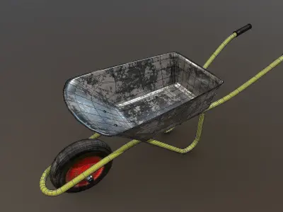 Wheelbarrow  trolley Low-poly 3D model