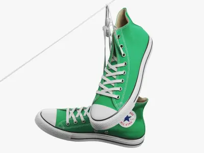Green Converse All Star Sneakers Suspended by Laces 3D model