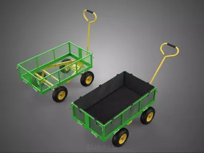 WAGON CART TROLLEY TRAILER DETACHABLE MESH CLOTH POCKET TRAY TUB 3D model