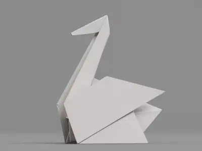 Paper Swan Low-poly 3D model