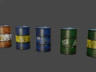 old oil barrels 3D model