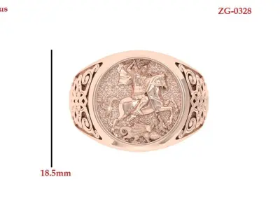 Saint George Signet Ring 3D print model