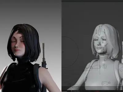 Battle Spec Ops Girl Operator Low-poly 3D model