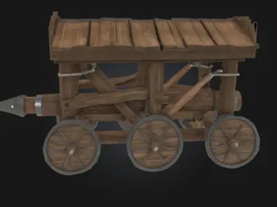 Battering Ram Cart  Siege Engine of Medieval Might 3D model