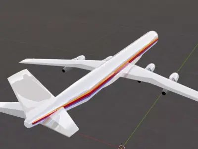 Fictional Quad Engine 1950s Jetliner DC-8-61 Inspired Low-poly 3D model