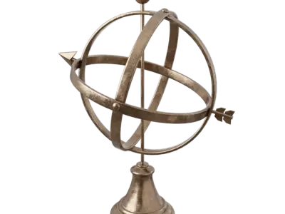  Brushed Brass Arrow Globe Sculpture Home Decor Model 