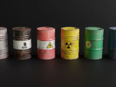 Old Metal Barrels Low-poly 3D model purchase