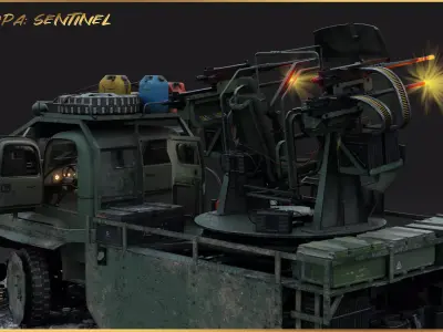 PBR-GrandPa Sentinel-PostApocalyptic Armed Truck Low-poly 3D model