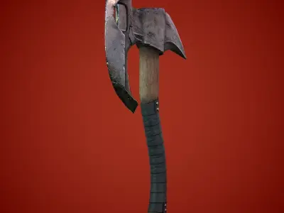 Stylised Medieval Wooden Axe Low-poly 3D model
