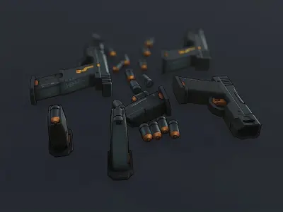 Sci-Fi Glock Low-poly 3D model purchase