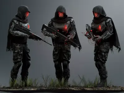 Sci Fi Sniper Soldier Low-poly 3D model