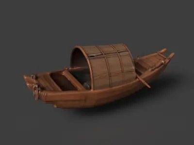 Chinese wooden boat   Low-poly 3D model purchase