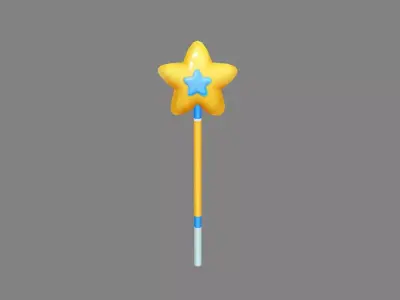 Cartoon Pentagram Wand Low-poly 3D model