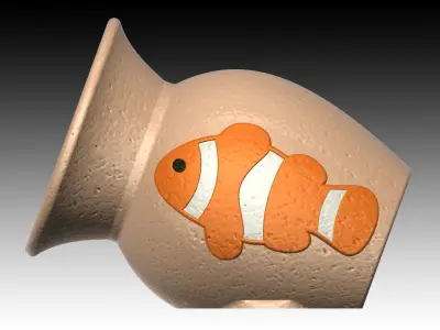 Aquarium-ornaments Octopus-pot -Anemone fish- Free 3D print model