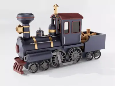 Train Carrying Wood Low-poly 3D model